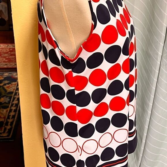 EUC Charter Club Sleeveless Top, Red, white & Blue Circles, Gold buttons #YC10 - Picture 4 of 6